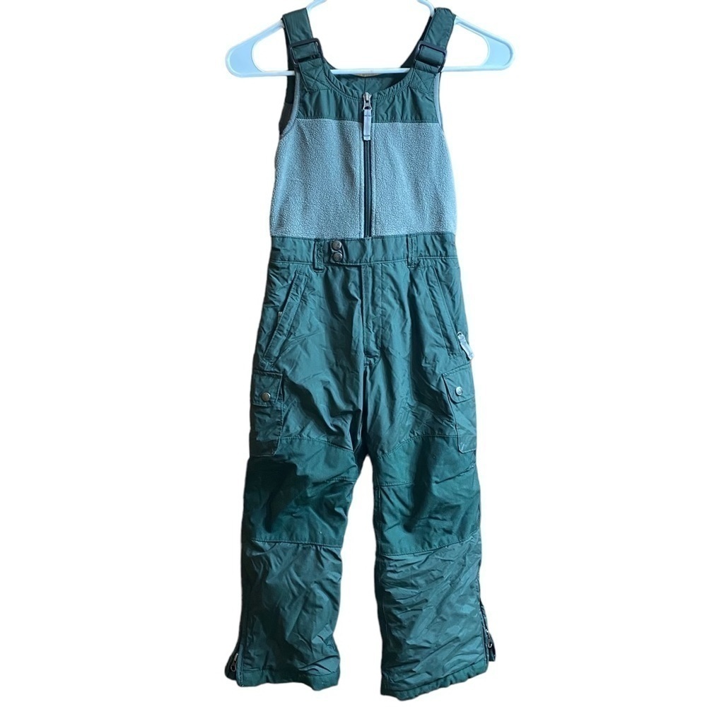 Lands End Green Color Block Snow Winter Bibs Size 5 Youth